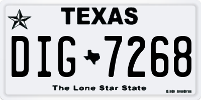 TX license plate DIG7268