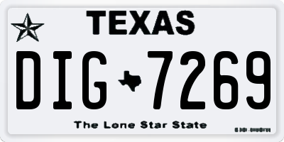 TX license plate DIG7269