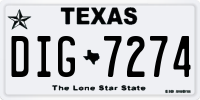 TX license plate DIG7274