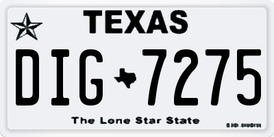 TX license plate DIG7275