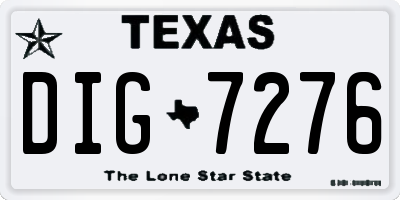 TX license plate DIG7276