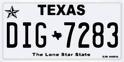 TX license plate DIG7283