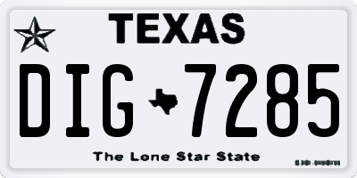 TX license plate DIG7285