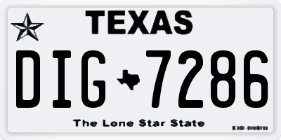 TX license plate DIG7286