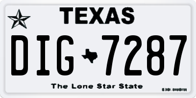 TX license plate DIG7287