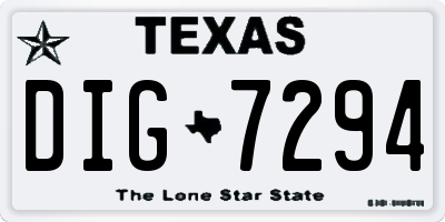 TX license plate DIG7294