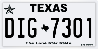 TX license plate DIG7301