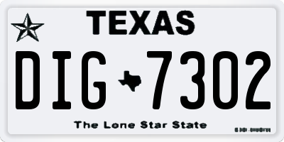 TX license plate DIG7302