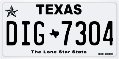 TX license plate DIG7304