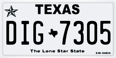 TX license plate DIG7305