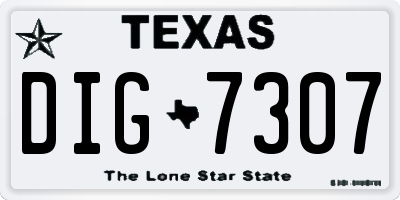 TX license plate DIG7307