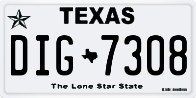 TX license plate DIG7308