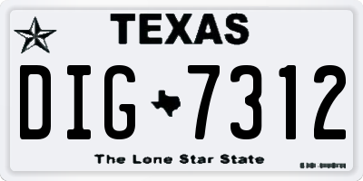 TX license plate DIG7312