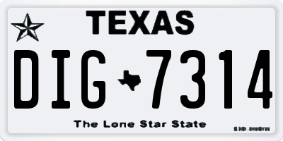 TX license plate DIG7314
