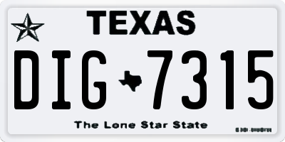 TX license plate DIG7315