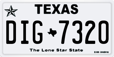 TX license plate DIG7320