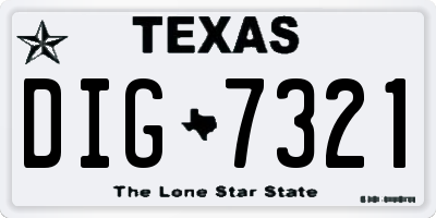 TX license plate DIG7321