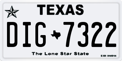 TX license plate DIG7322