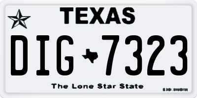 TX license plate DIG7323