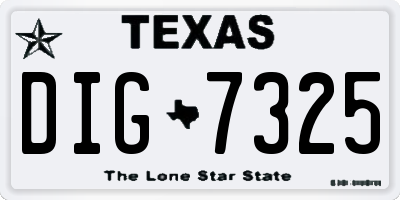 TX license plate DIG7325