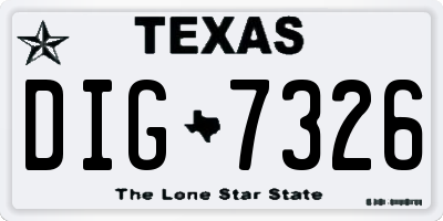 TX license plate DIG7326