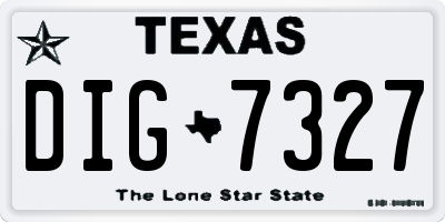 TX license plate DIG7327