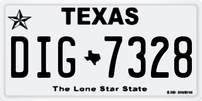 TX license plate DIG7328