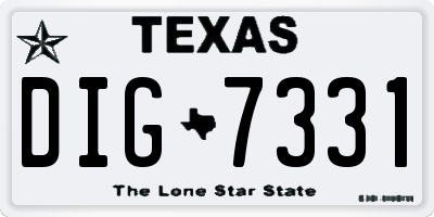 TX license plate DIG7331