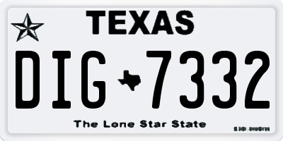 TX license plate DIG7332