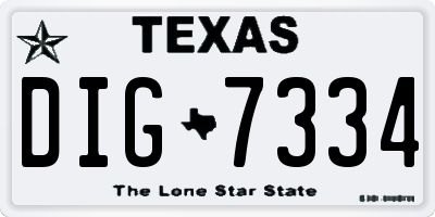 TX license plate DIG7334