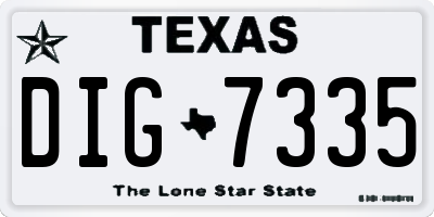TX license plate DIG7335