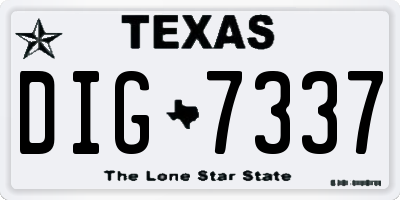 TX license plate DIG7337