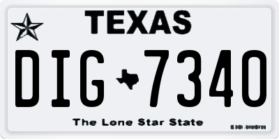 TX license plate DIG7340