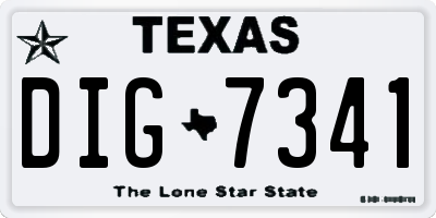 TX license plate DIG7341