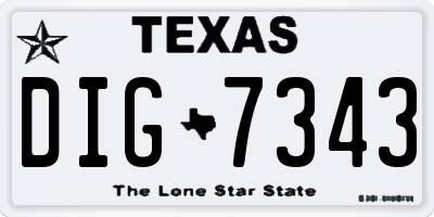 TX license plate DIG7343