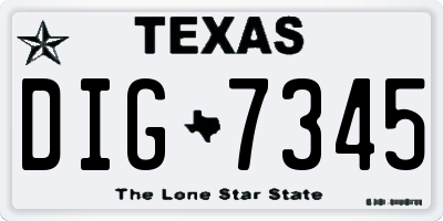 TX license plate DIG7345