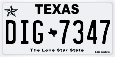 TX license plate DIG7347