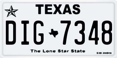 TX license plate DIG7348