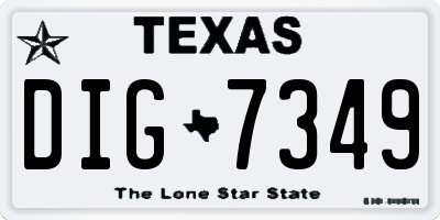 TX license plate DIG7349