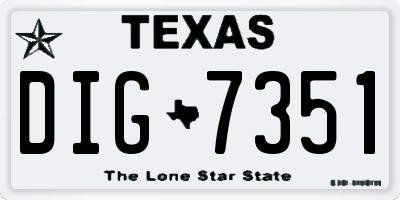 TX license plate DIG7351