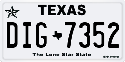 TX license plate DIG7352