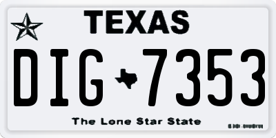 TX license plate DIG7353