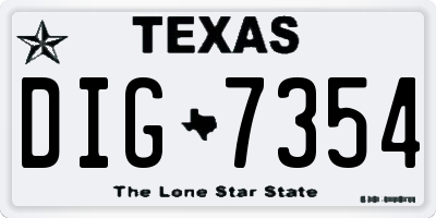 TX license plate DIG7354