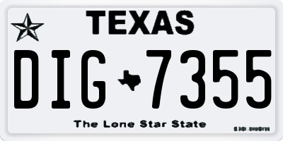 TX license plate DIG7355