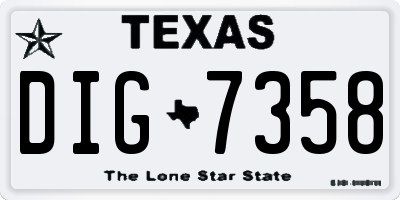 TX license plate DIG7358