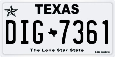 TX license plate DIG7361