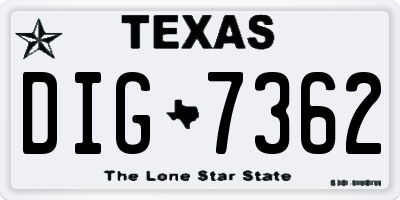 TX license plate DIG7362