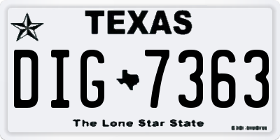 TX license plate DIG7363