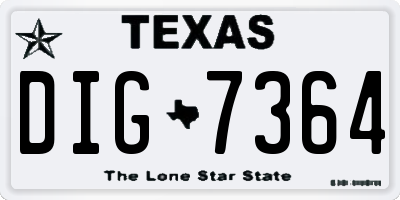 TX license plate DIG7364