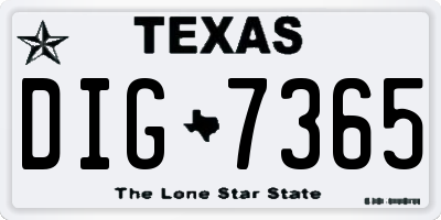 TX license plate DIG7365